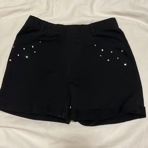 Black rhinestone shorts